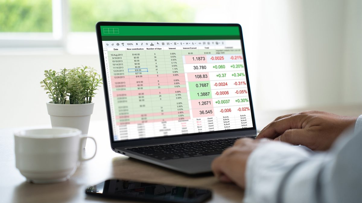 Excel spreadsheet laptop